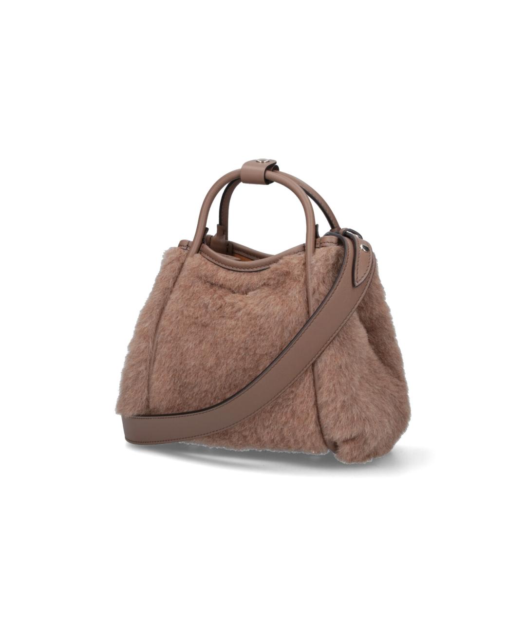 MAX MARA Коричневая шерстяная сумка тоут, фото 2
