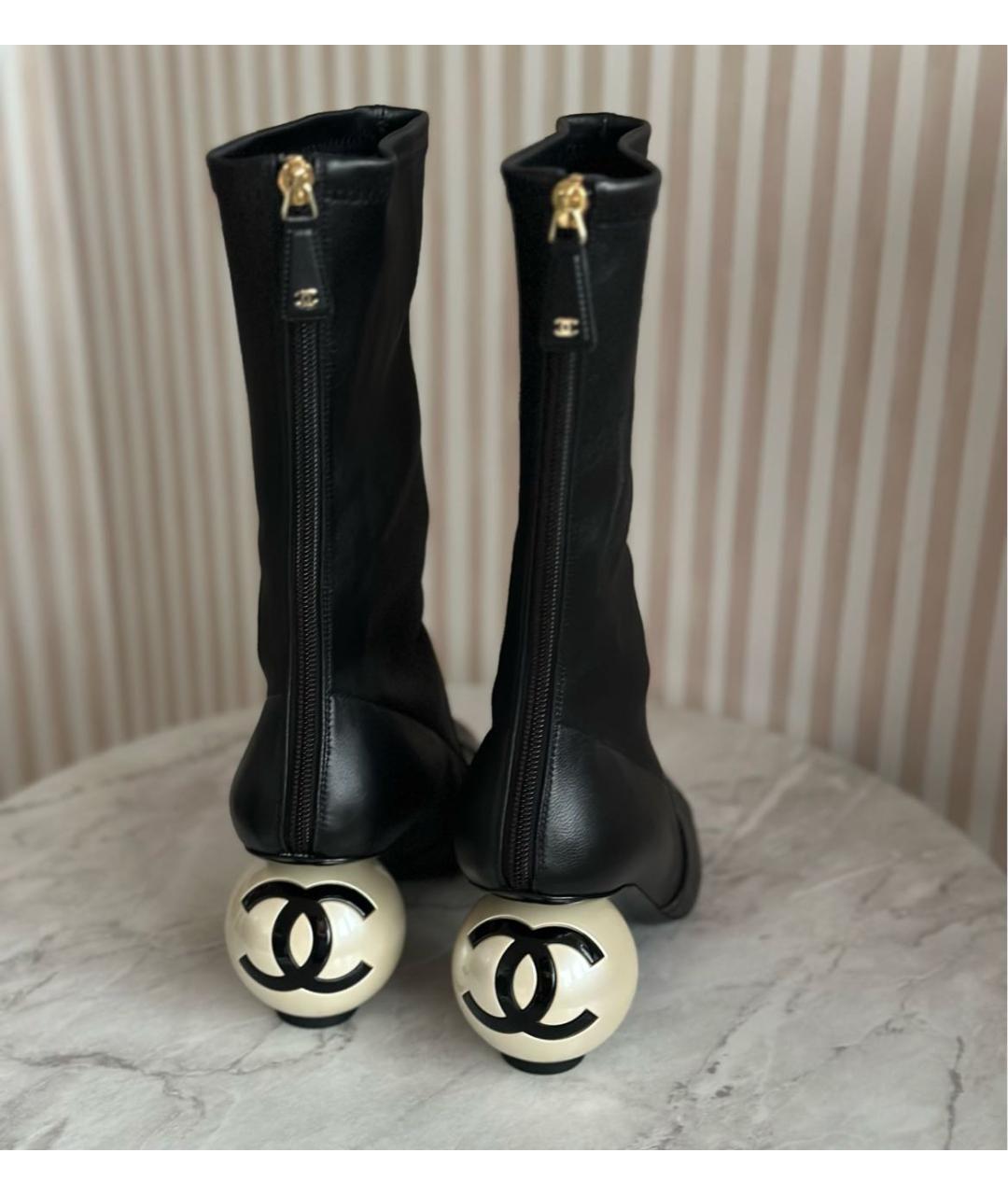 CHANEL Черные кожаные полусапоги, фото 3