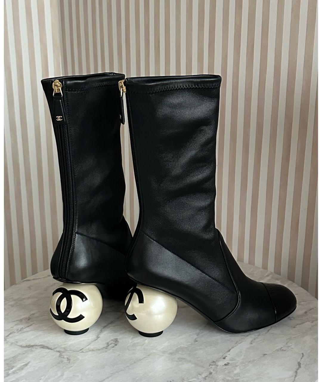CHANEL Черные кожаные полусапоги, фото 2