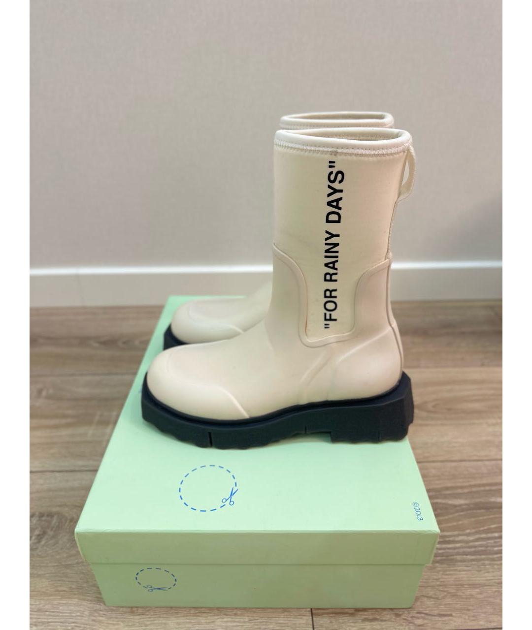 OFF-WHITE Белые резиновые полусапоги, фото 6