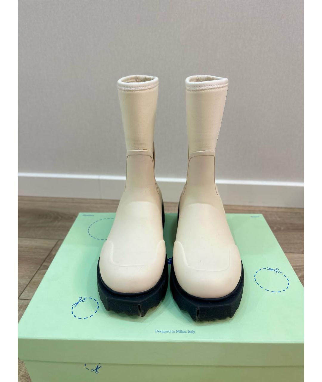 OFF-WHITE Белые резиновые полусапоги, фото 2