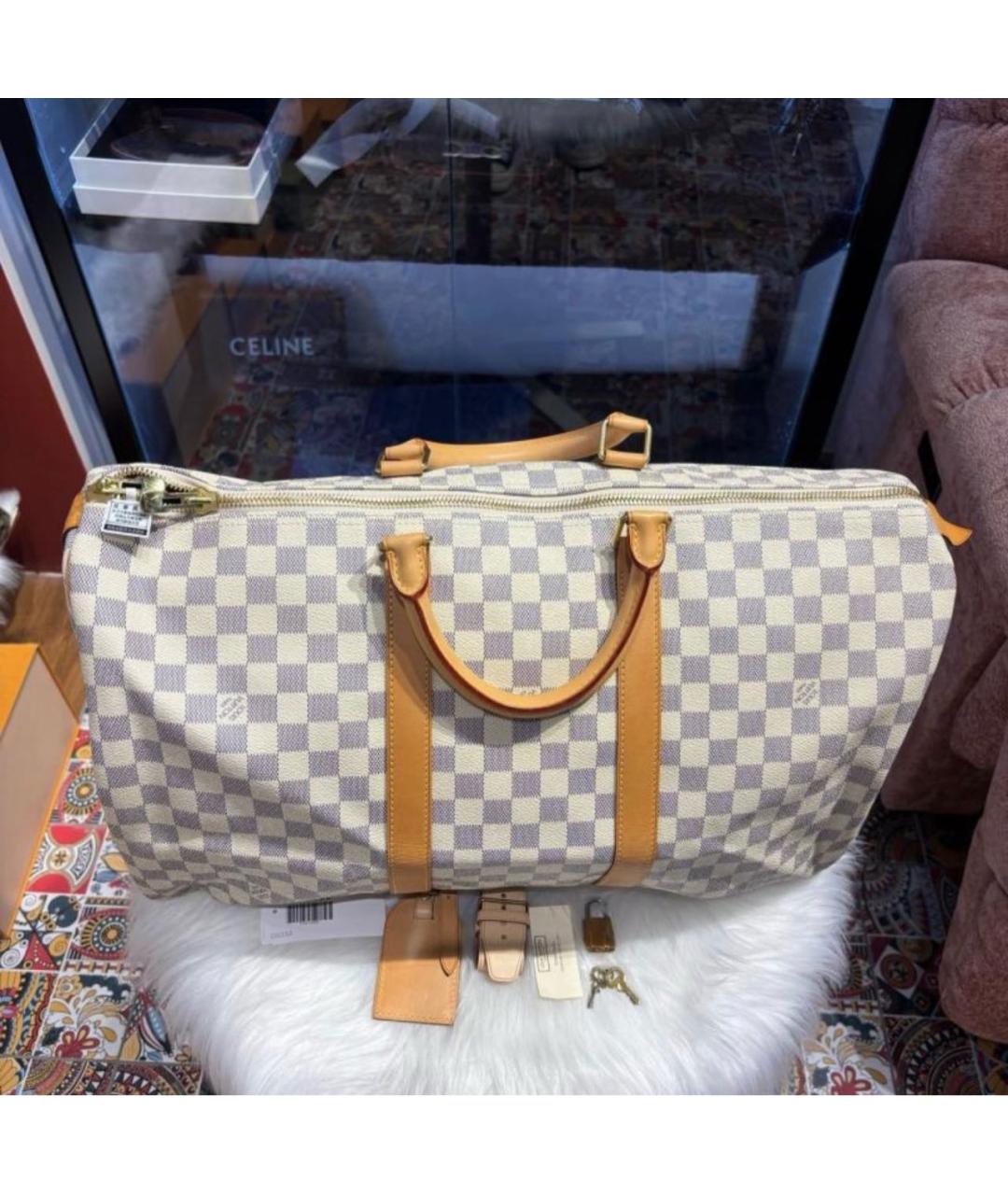 LOUIS VUITTON Бежевая кожаная дорожная/спортивная сумка, фото 6