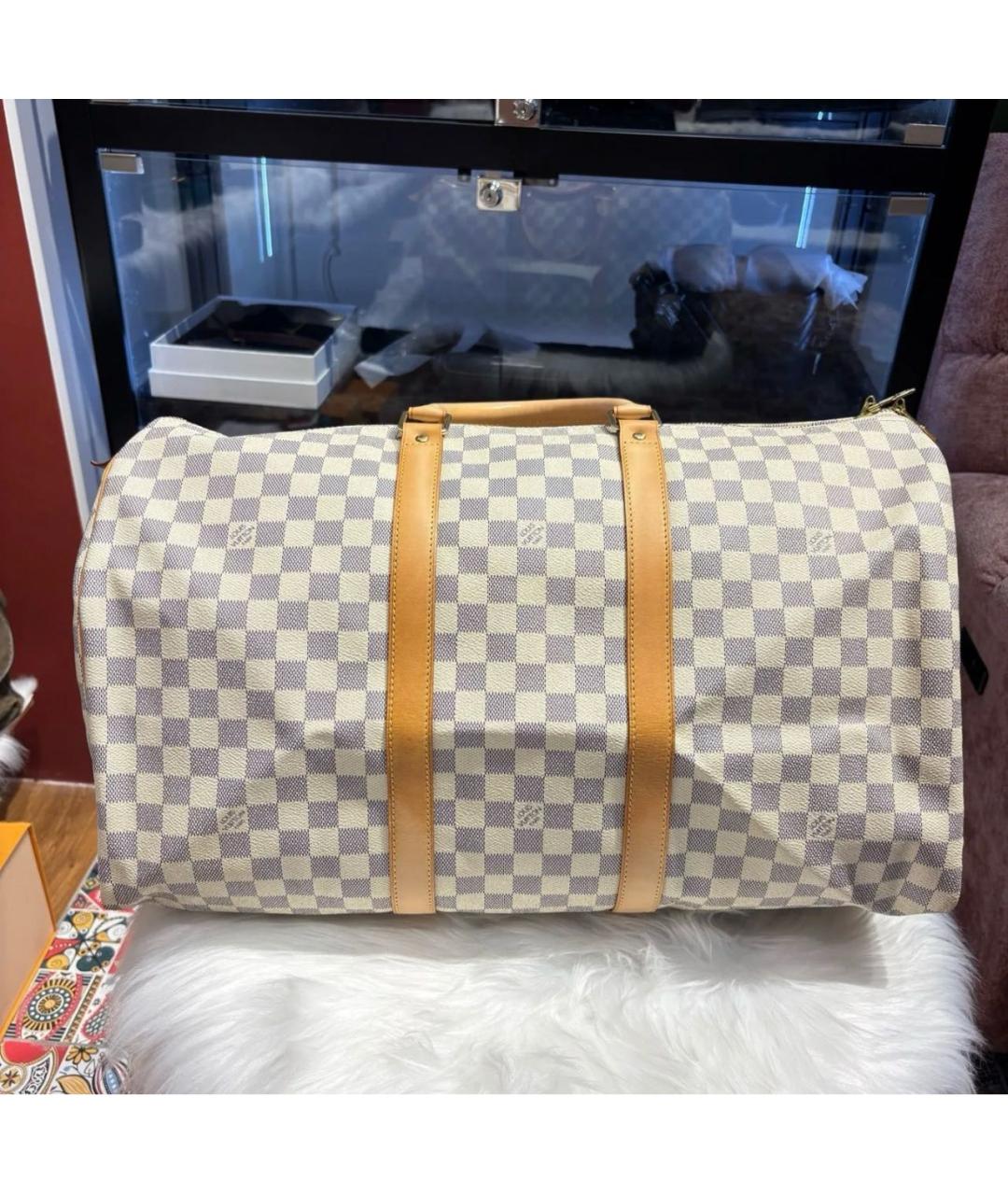 LOUIS VUITTON Бежевая кожаная дорожная/спортивная сумка, фото 2