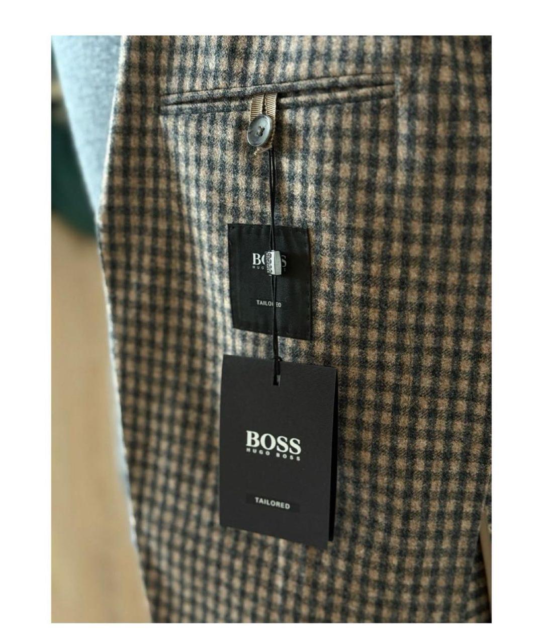 HUGO BOSS Коричневый шерстяной пиджак, фото 4