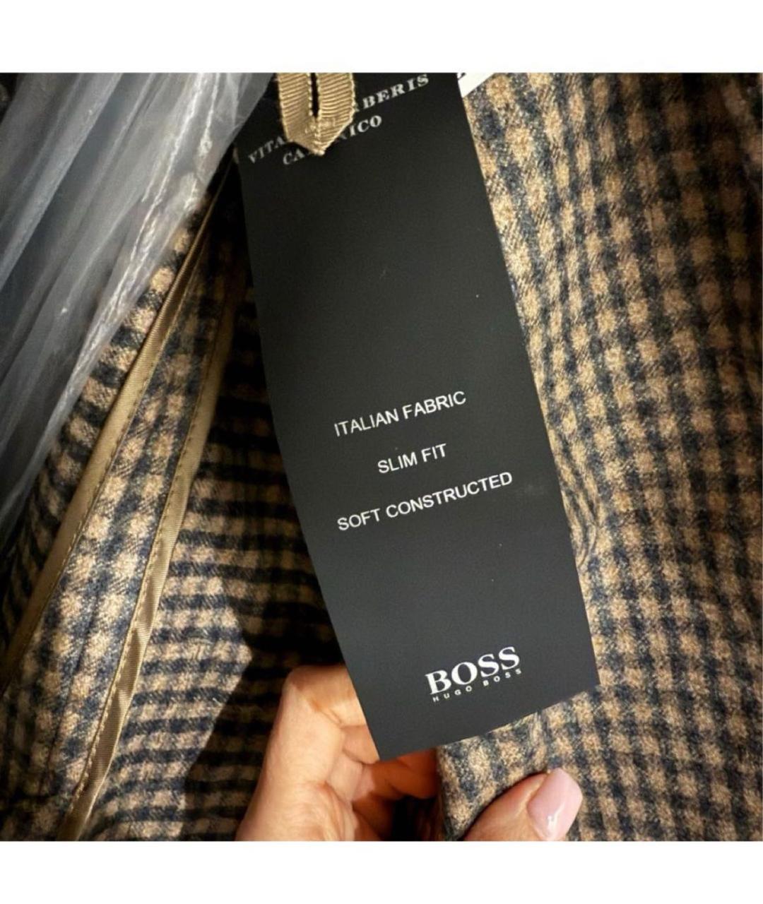 HUGO BOSS Коричневый шерстяной пиджак, фото 6