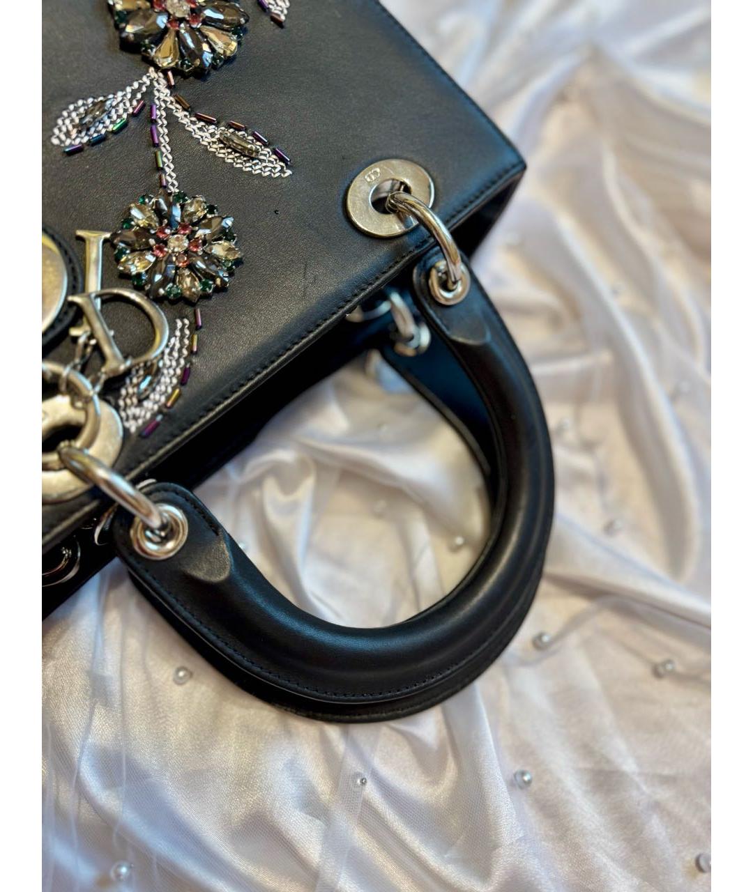 CHRISTIAN DIOR Черная кожаная сумка с короткими ручками, фото 4