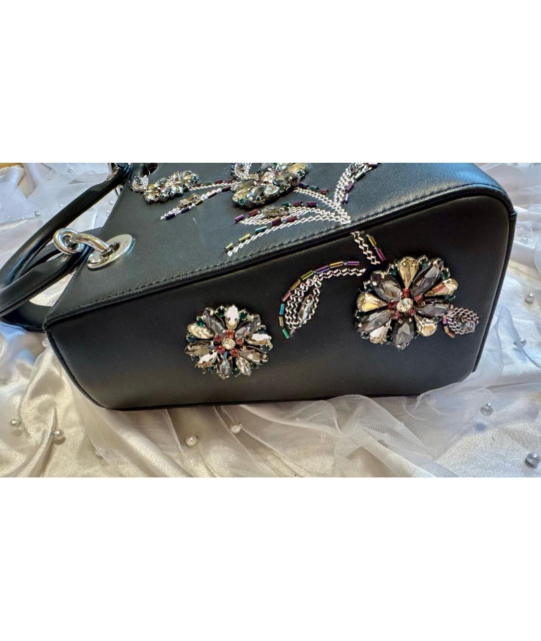 CHRISTIAN DIOR Черная кожаная сумка с короткими ручками, фото 3
