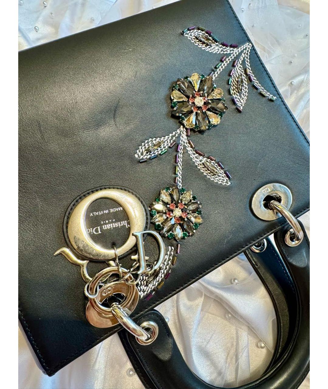 CHRISTIAN DIOR Черная кожаная сумка с короткими ручками, фото 5