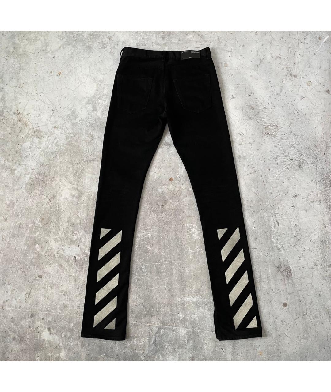 OFF-WHITE Черные хлопковые джинсы скинни, фото 2