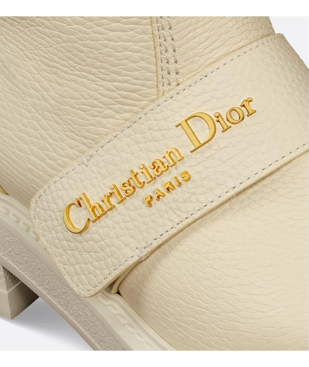 CHRISTIAN DIOR Бежевые кожаные ботинки, фото 4