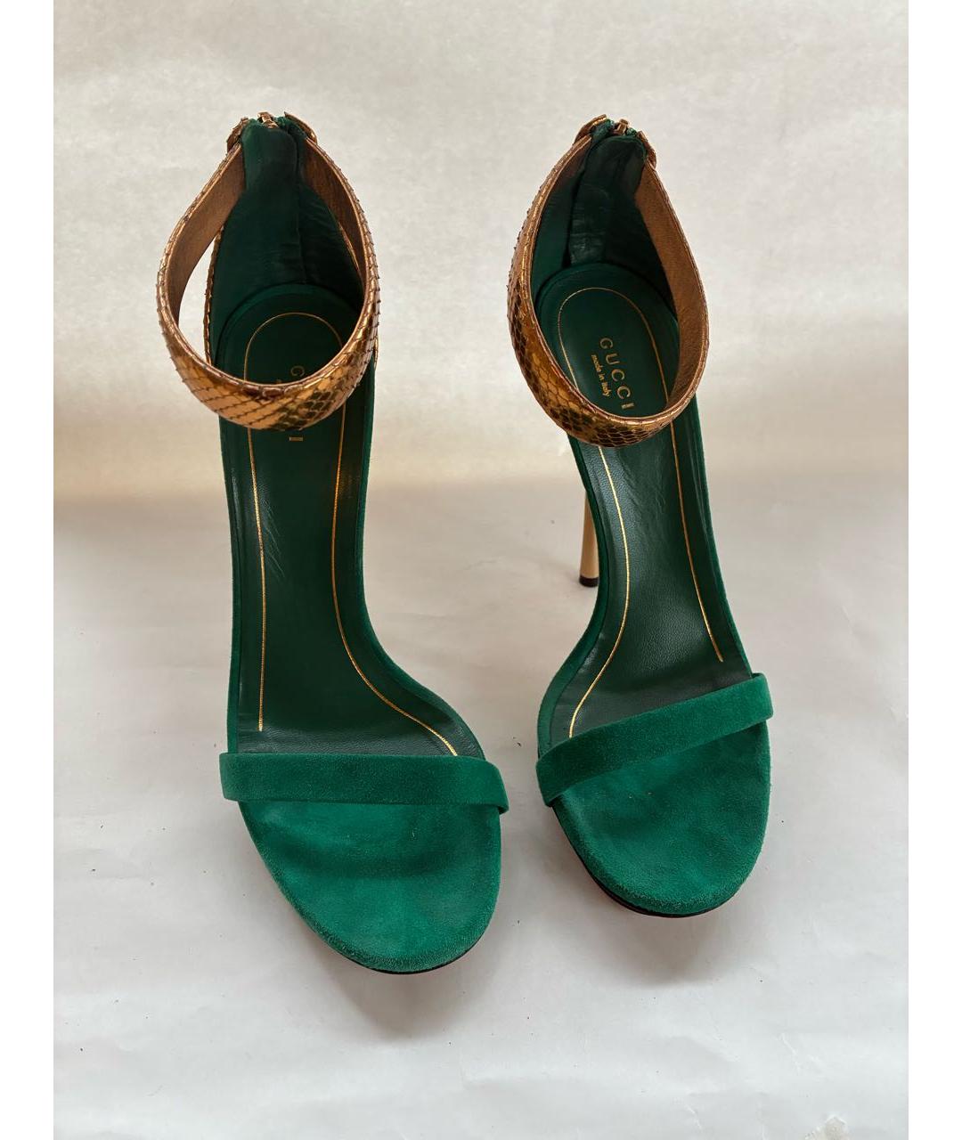GUCCI Зеленые замшевые босоножки, фото 2