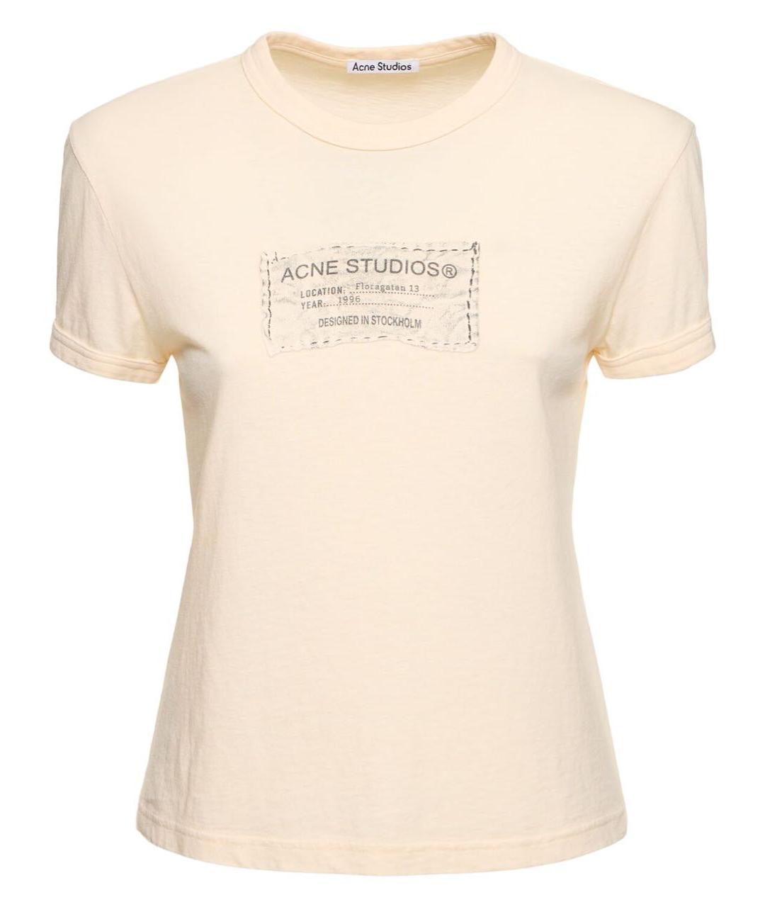 ACNE STUDIOS Бежевая хлопковая футболка, фото 1