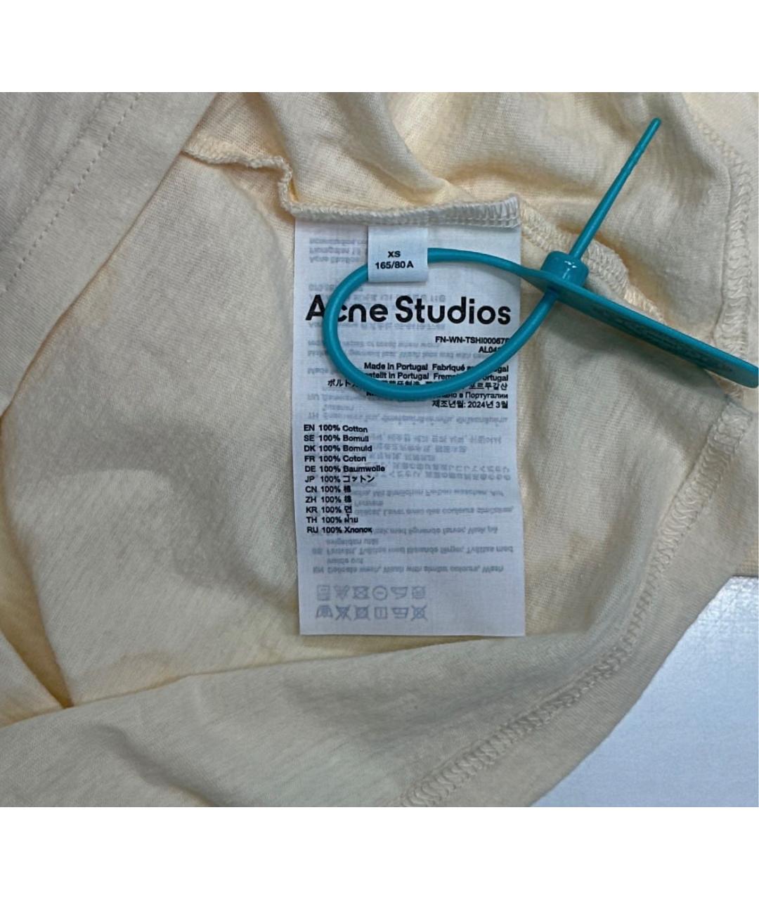 ACNE STUDIOS Бежевая хлопковая футболка, фото 2