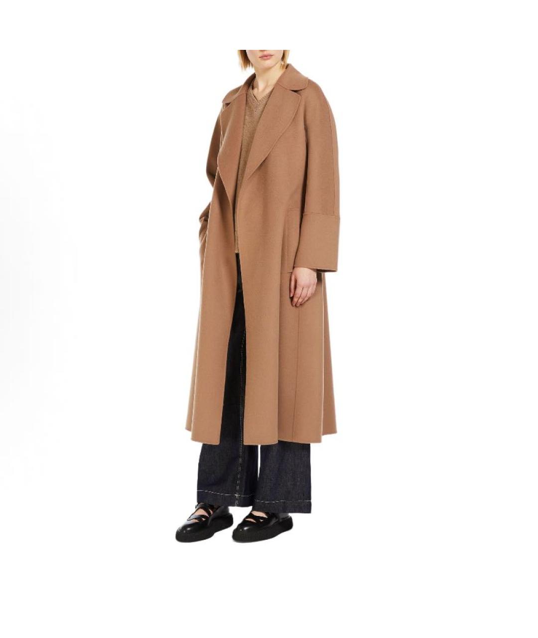 'S MAX MARA Бежевое шерстяное пальто, фото 4