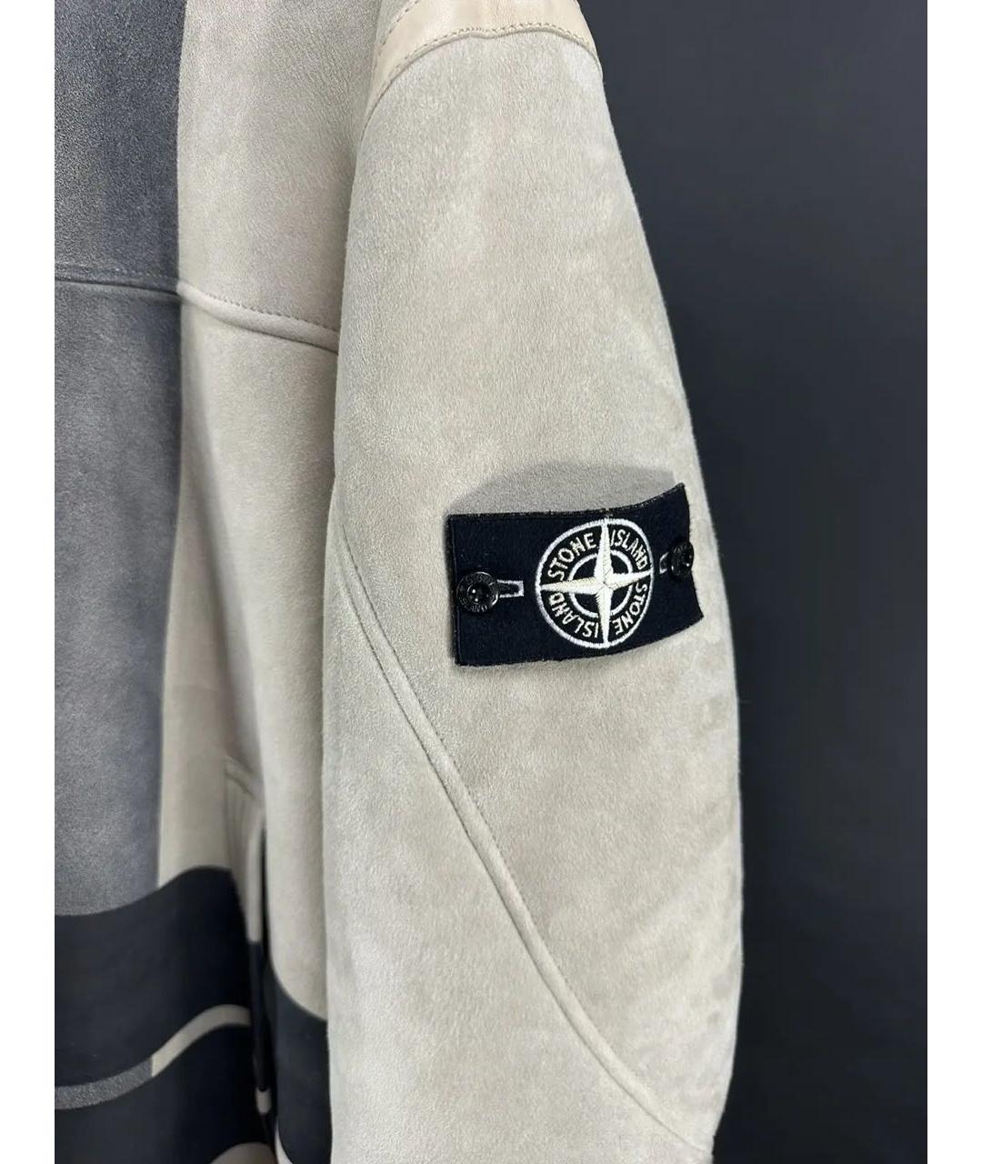 STONE ISLAND Бежевая замшевая дубленка/шуба, фото 4