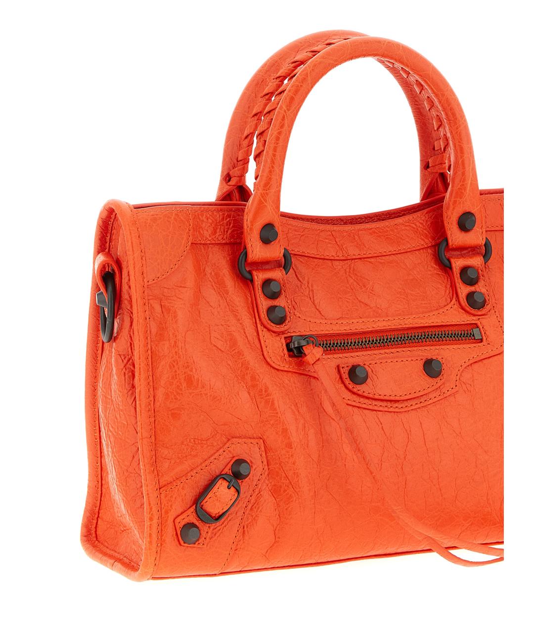 BALENCIAGA Оранжевая кожаная сумка тоут, фото 3
