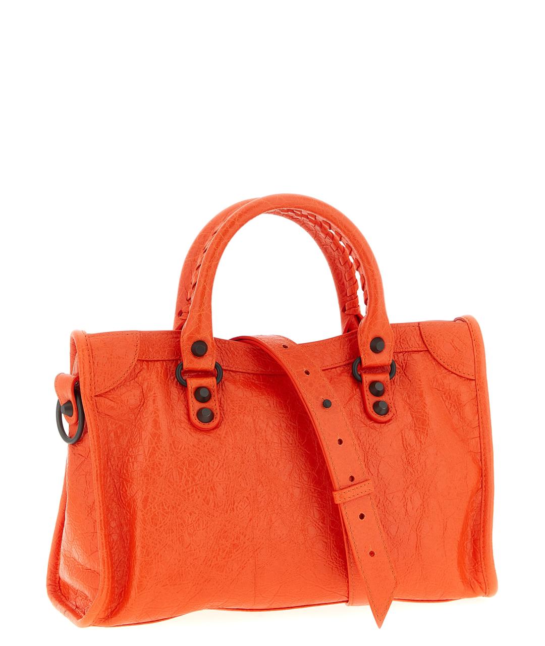 BALENCIAGA Оранжевая кожаная сумка тоут, фото 2