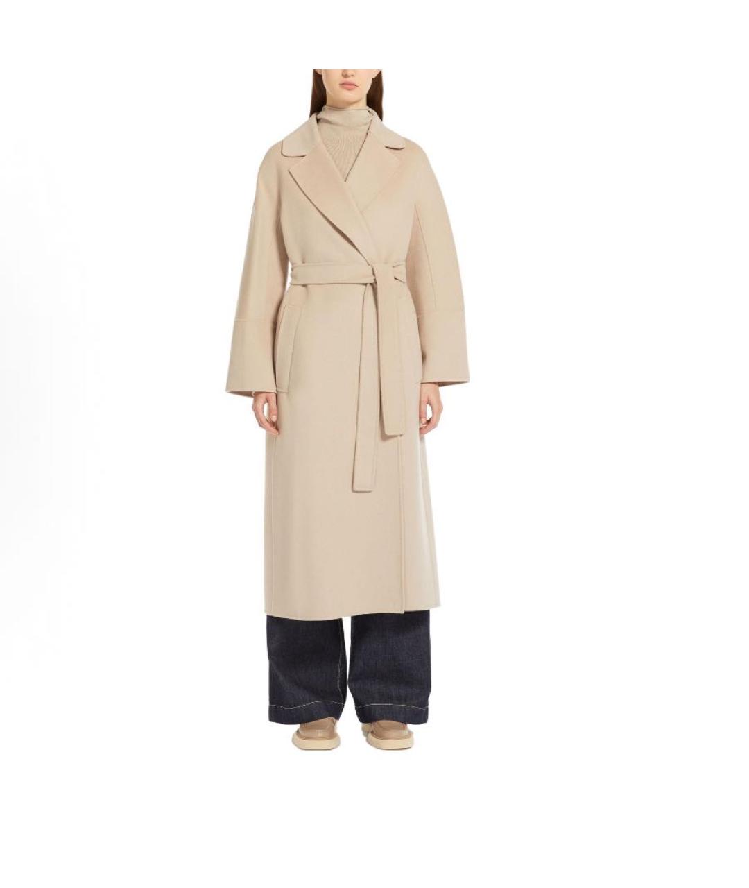 'S MAX MARA Бежевое шерстяное пальто, фото 2