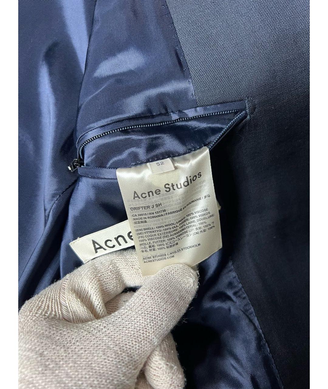 ACNE STUDIOS Темно-синий шерстяной пиджак, фото 7