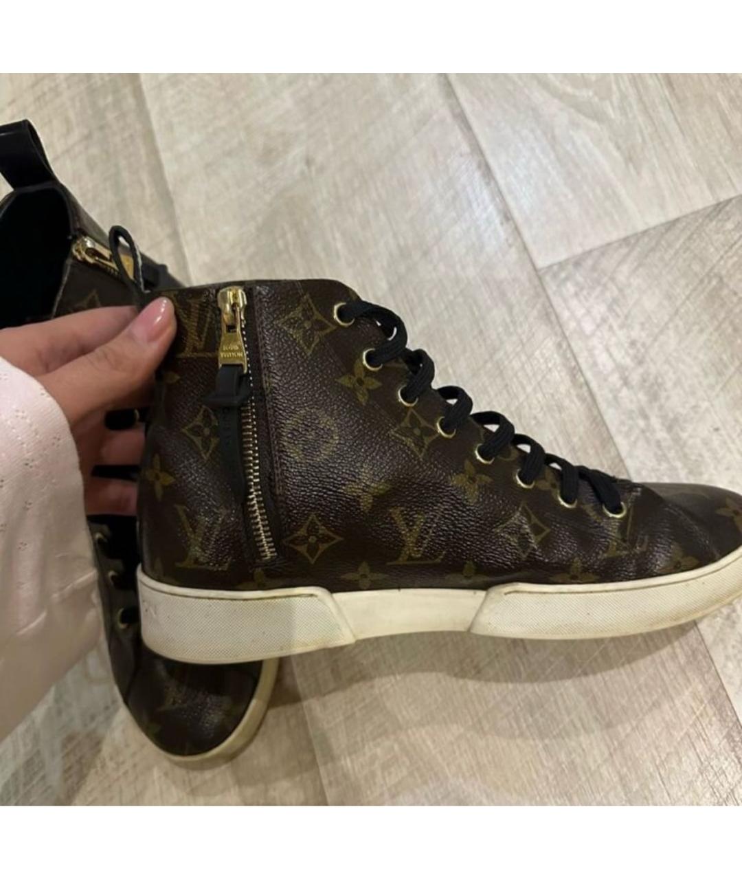 LOUIS VUITTON Коричневые кожаные кеды, фото 4