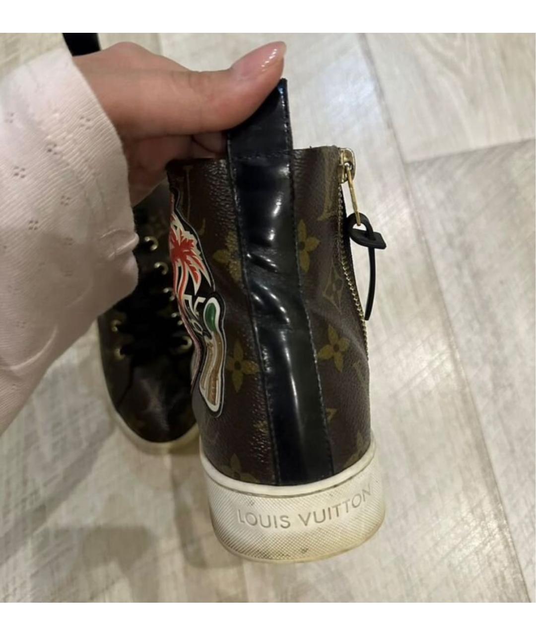 LOUIS VUITTON Коричневые кожаные кеды, фото 3