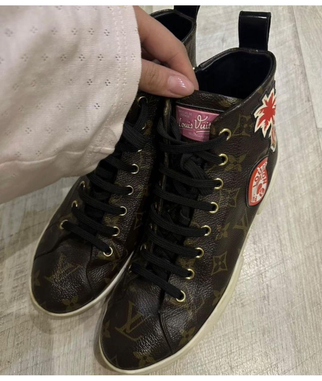 LOUIS VUITTON Коричневые кожаные кеды, фото 2