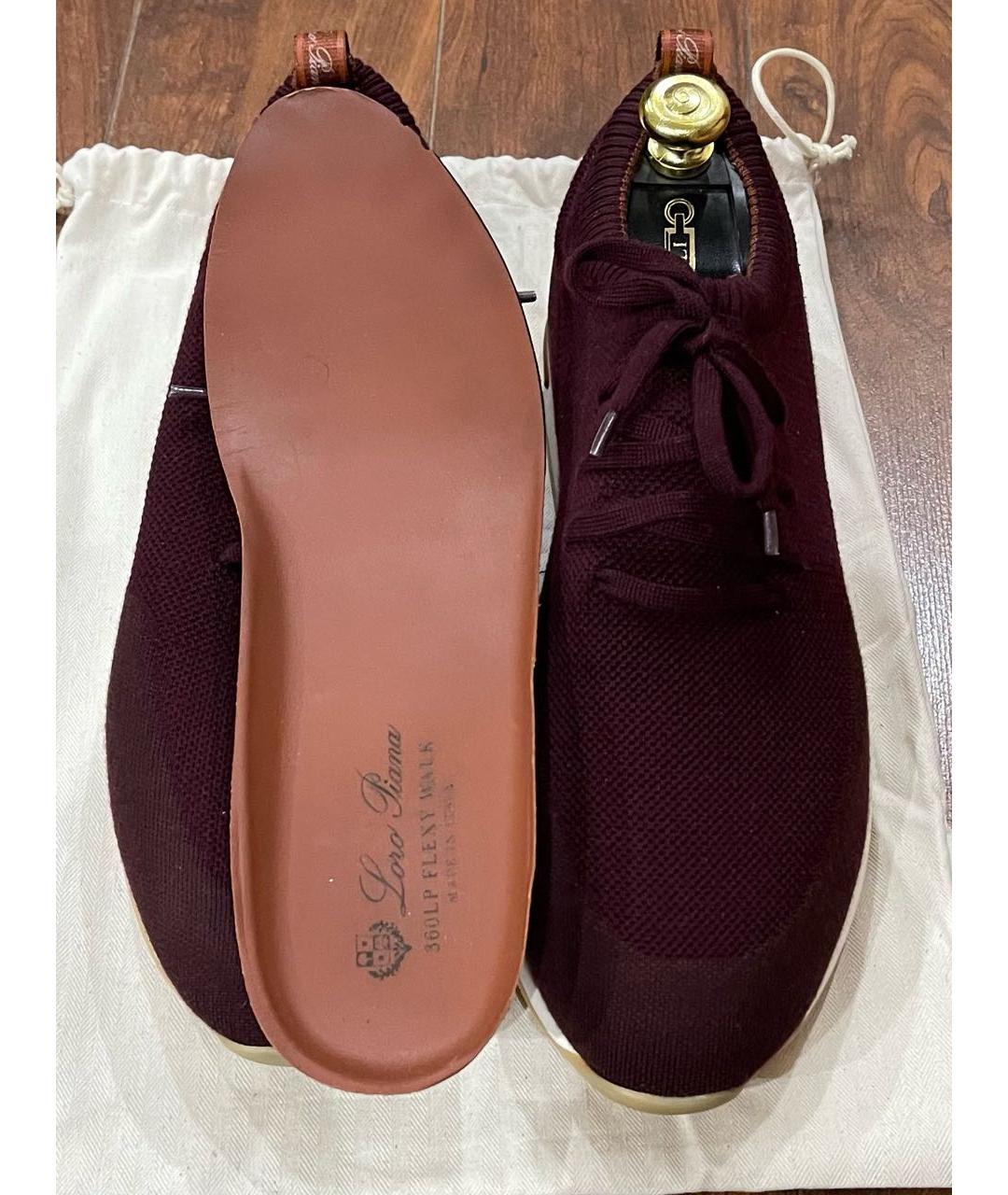 LORO PIANA Бордовые текстильные низкие кроссовки / кеды, фото 6
