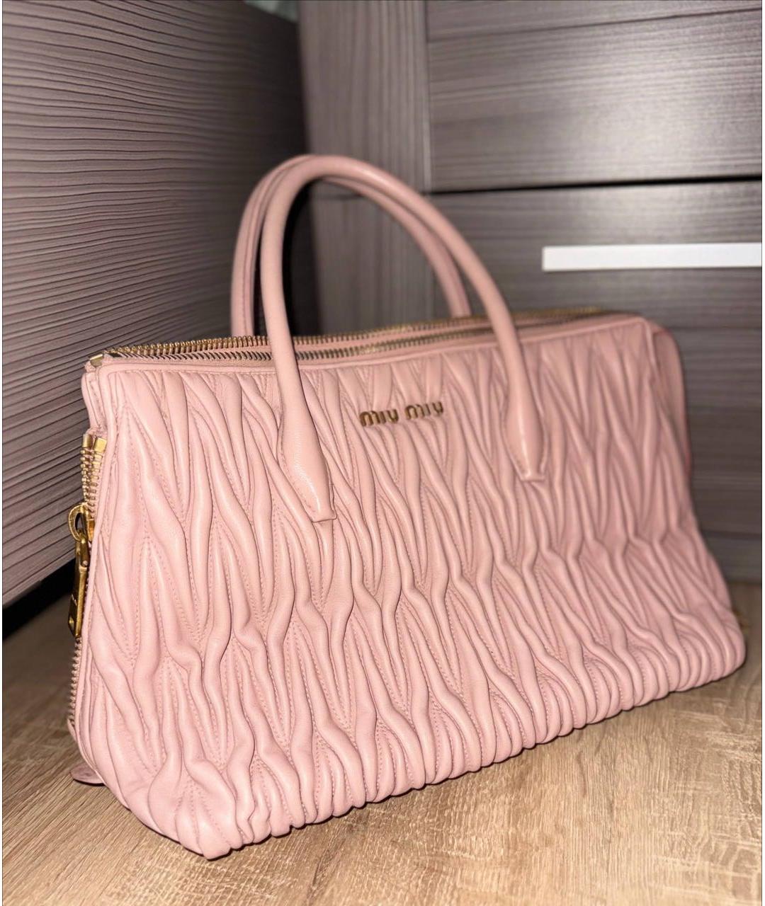 MIU MIU Розовая кожаная сумка тоут, фото 2