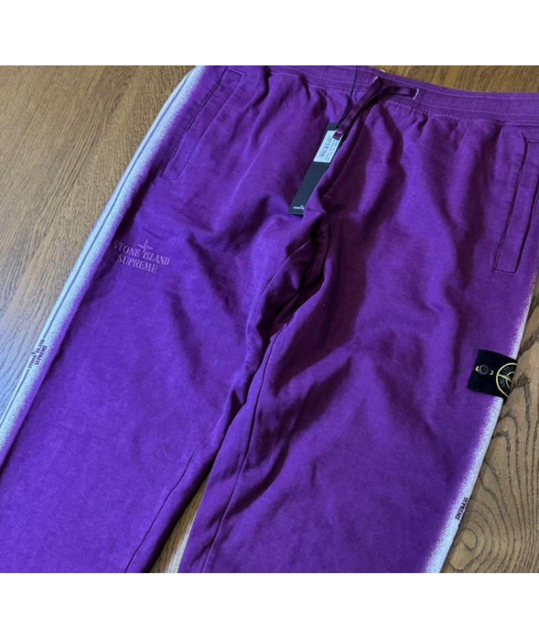 STONE ISLAND Фиолетовые хлопковые повседневные брюки, фото 6