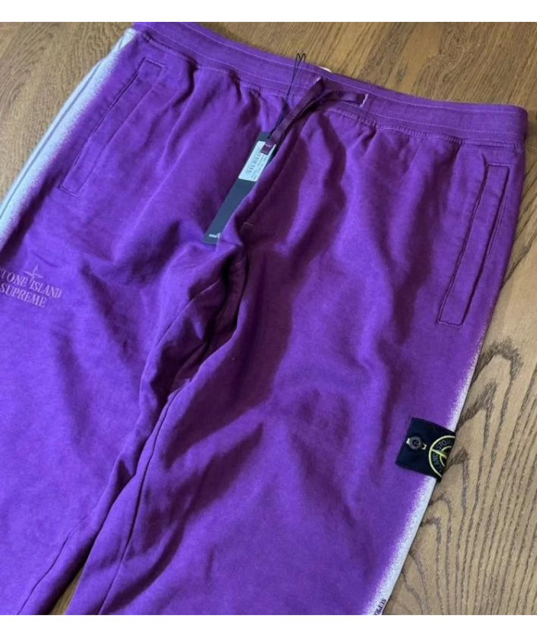 STONE ISLAND Фиолетовые хлопковые повседневные брюки, фото 5