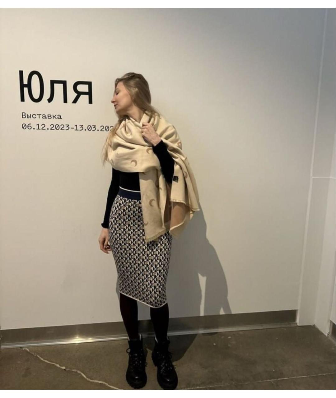 ELISABETTA FRANCHI Темно-синяя вискозная юбка миди, фото 5