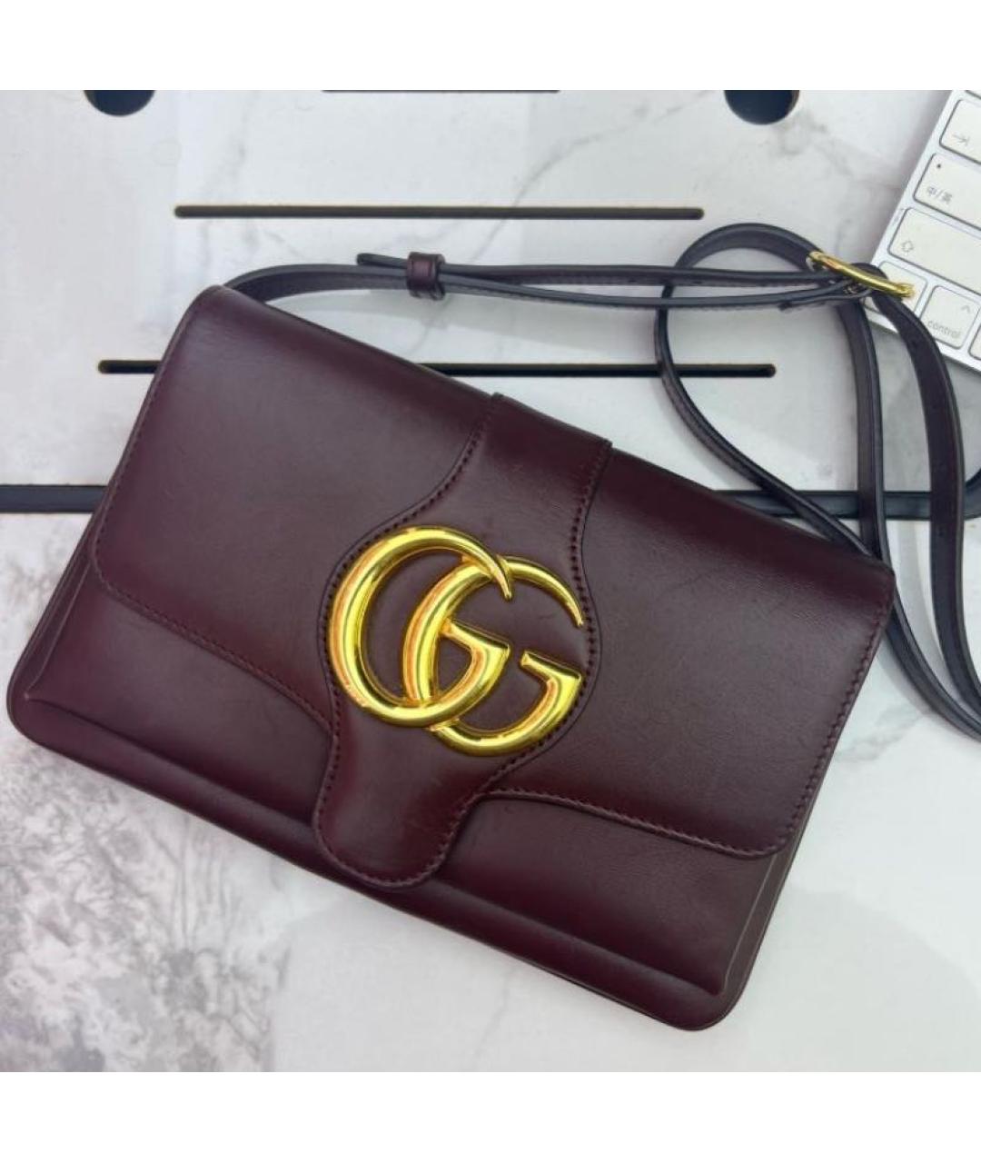 GUCCI Бордовая кожаная сумка через плечо, фото 2