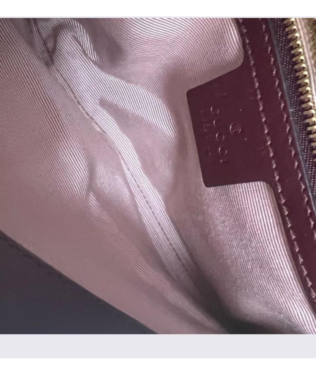 GUCCI Бордовая кожаная сумка через плечо, фото 4