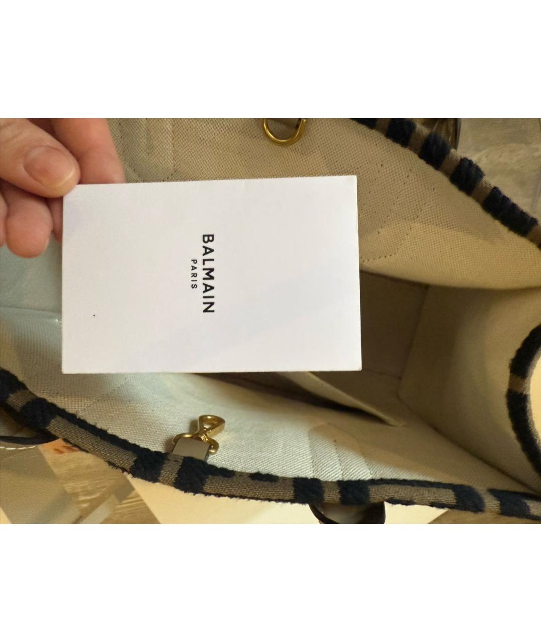 BALMAIN Коричневая тканевая сумка тоут, фото 5