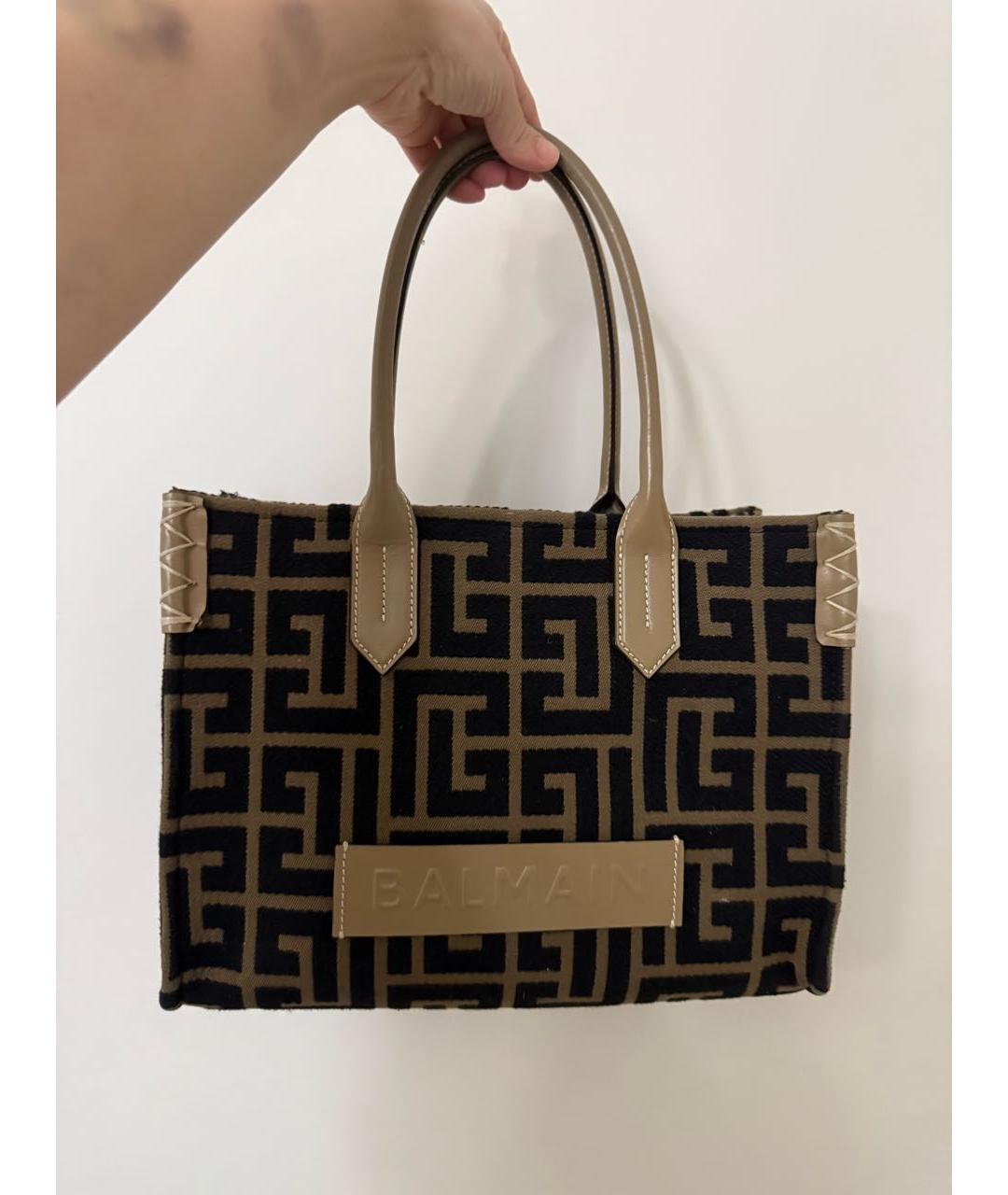 BALMAIN Коричневая тканевая сумка тоут, фото 3