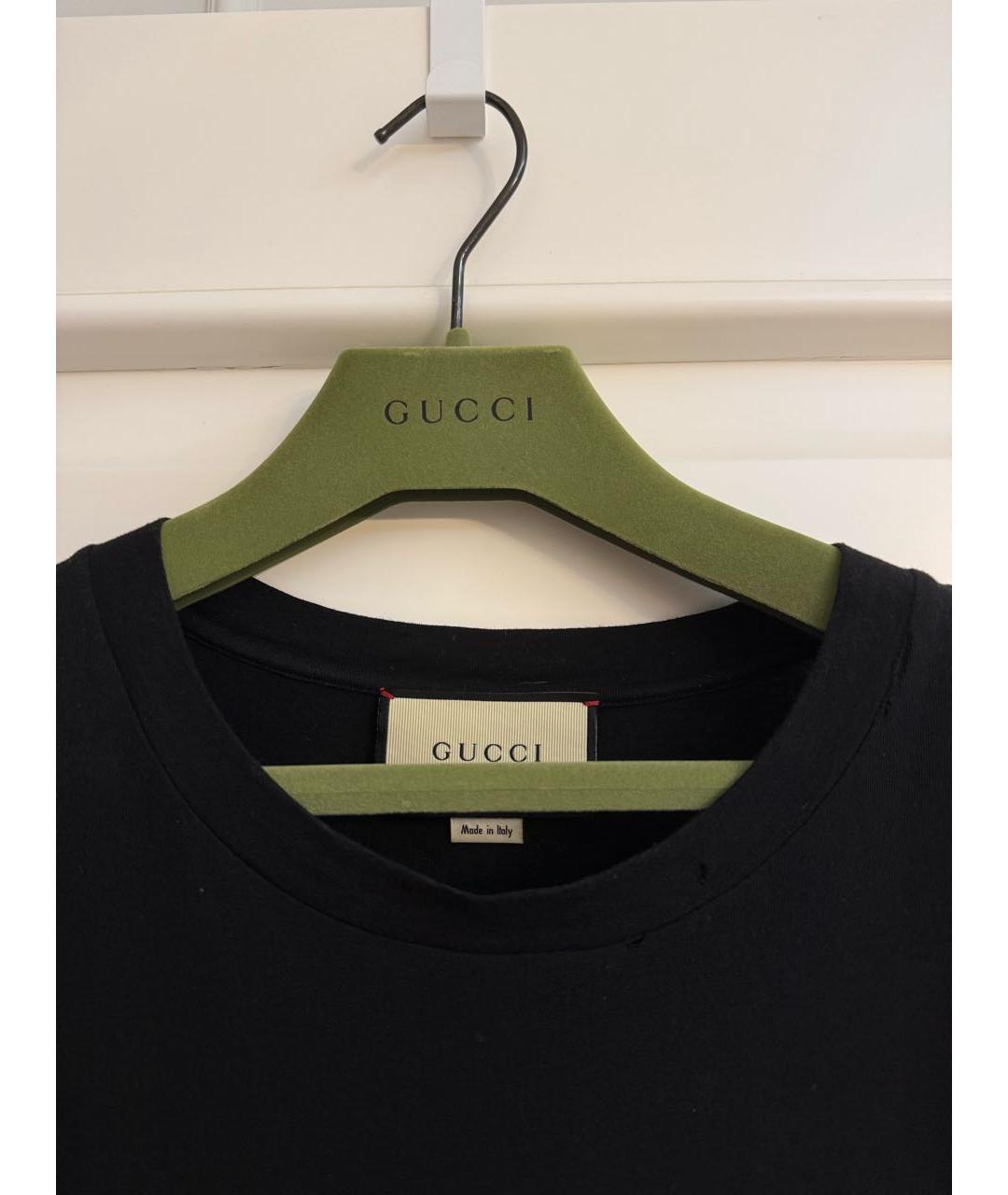 GUCCI Черная хлопковая футболка, фото 3