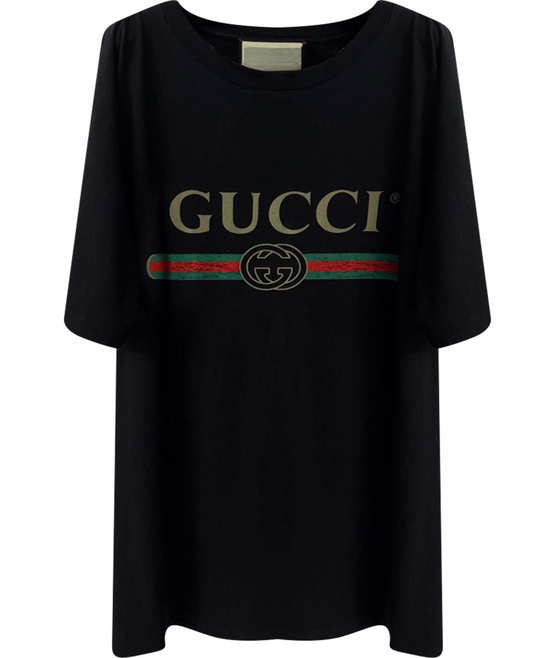 GUCCI Черная хлопковая футболка, фото 1