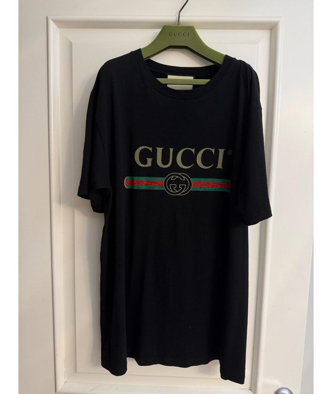 GUCCI Черная хлопковая футболка, фото 8