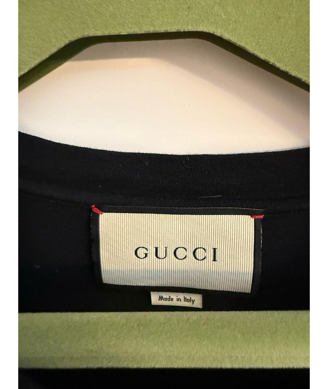 GUCCI Черная хлопковая футболка, фото 2