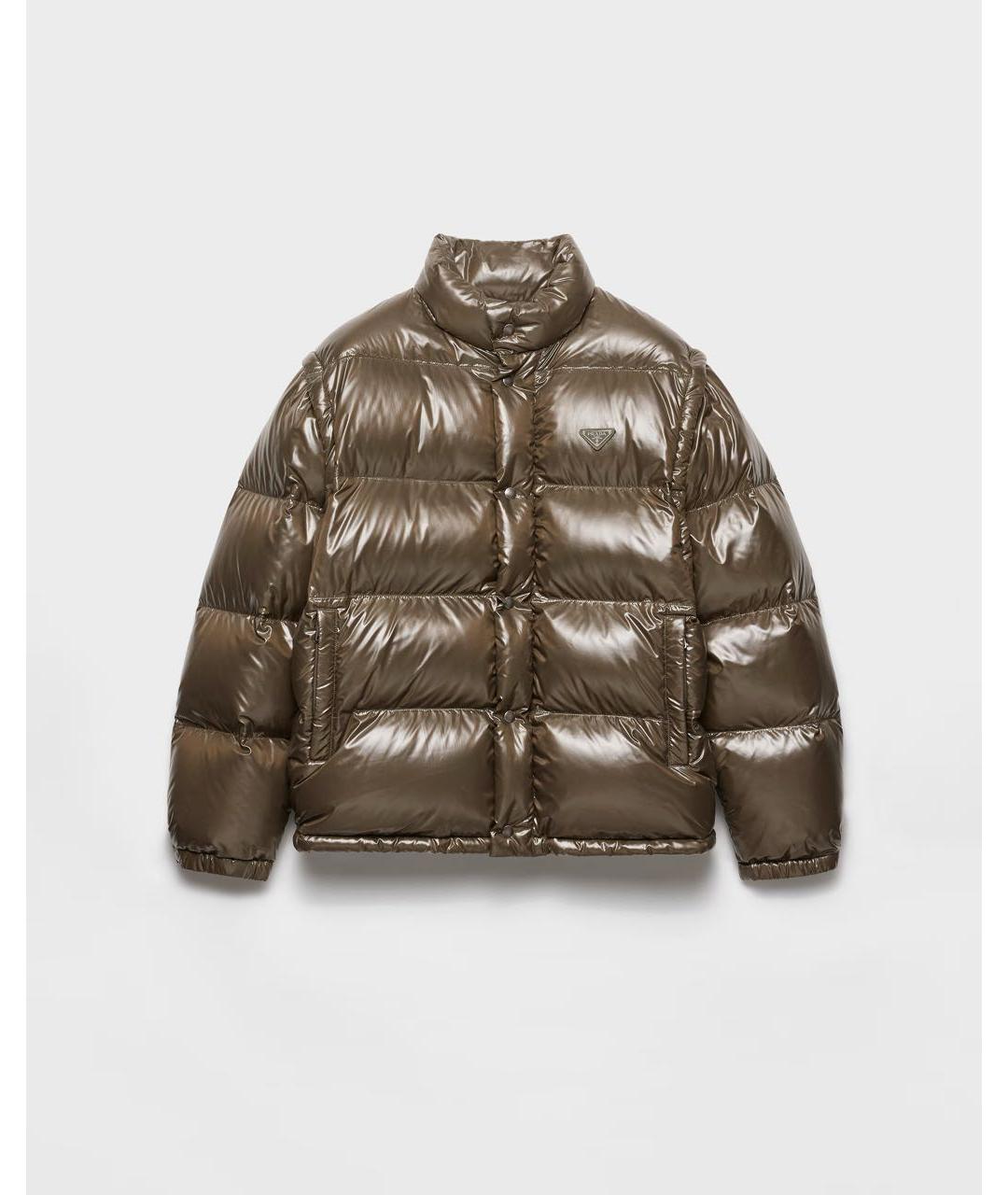 PRADA Хаки полиамидовая куртка, фото 6