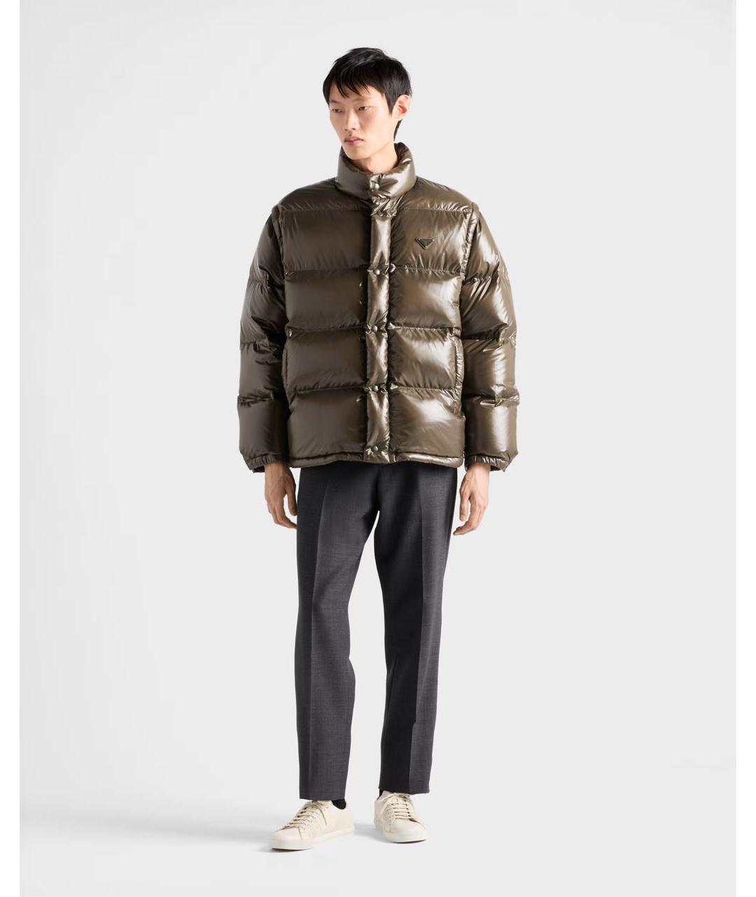 PRADA Хаки полиамидовая куртка, фото 2