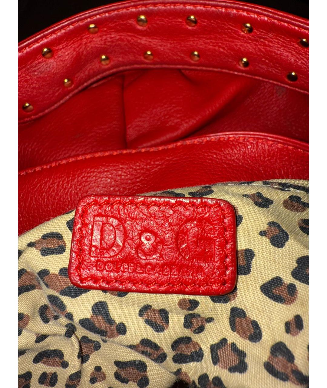 DOLCE&GABBANA Бордовая кожаная сумка с короткими ручками, фото 4