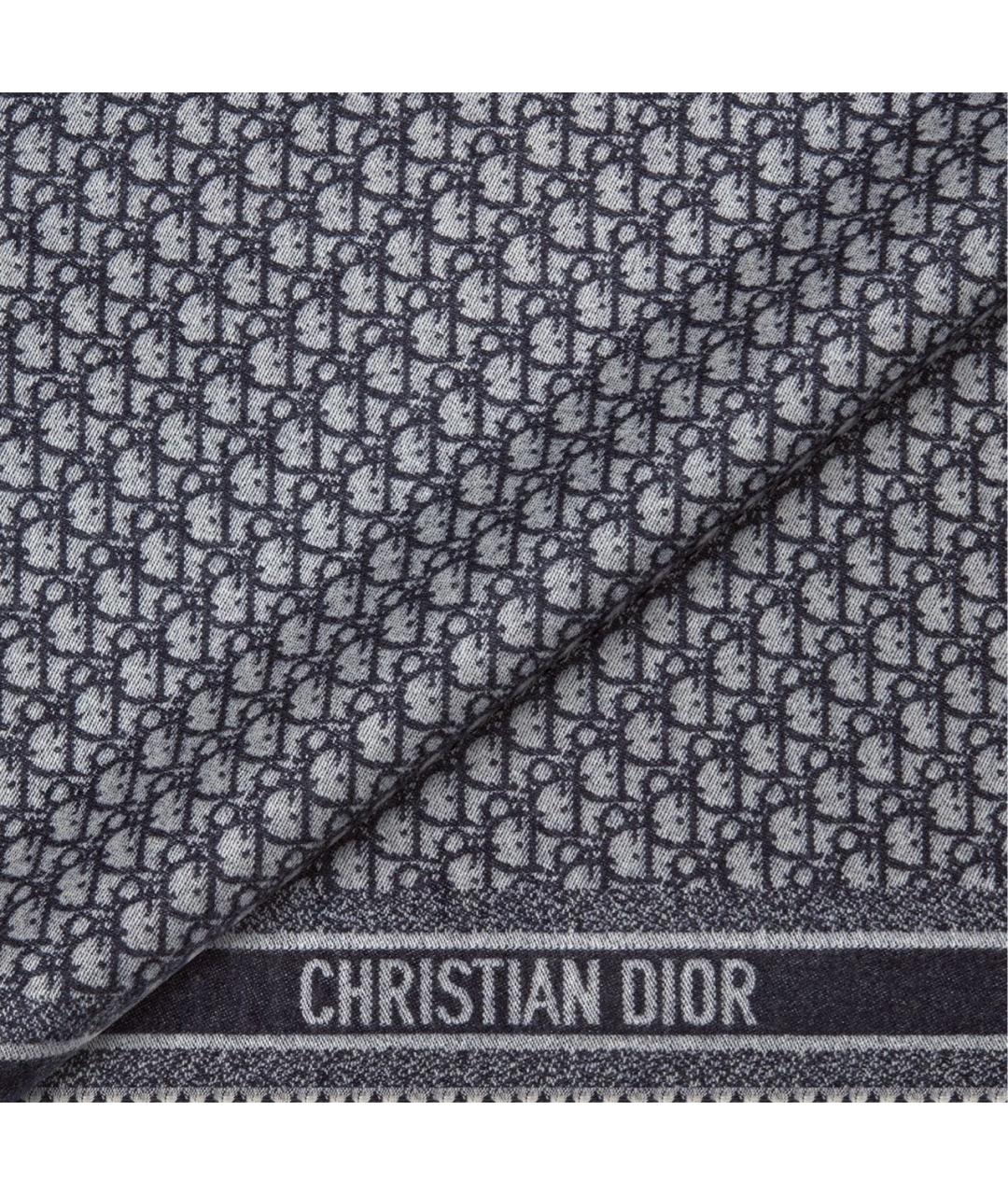 CHRISTIAN DIOR Темно-синий кашемировый платок, фото 3