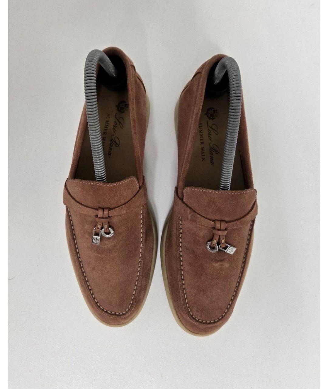 LORO PIANA Оранжевое замшевые лоферы, фото 2