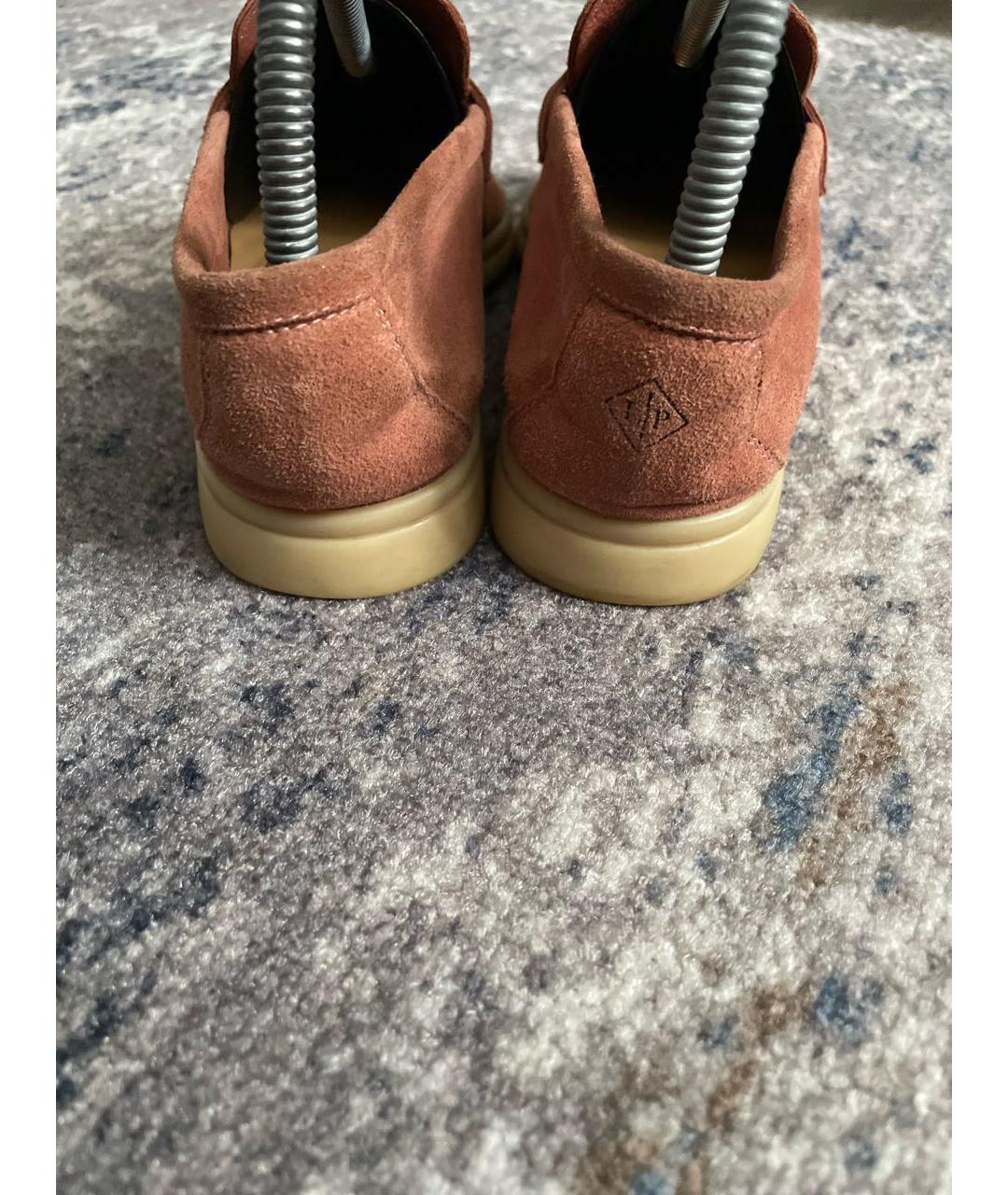 LORO PIANA Оранжевое замшевые лоферы, фото 3