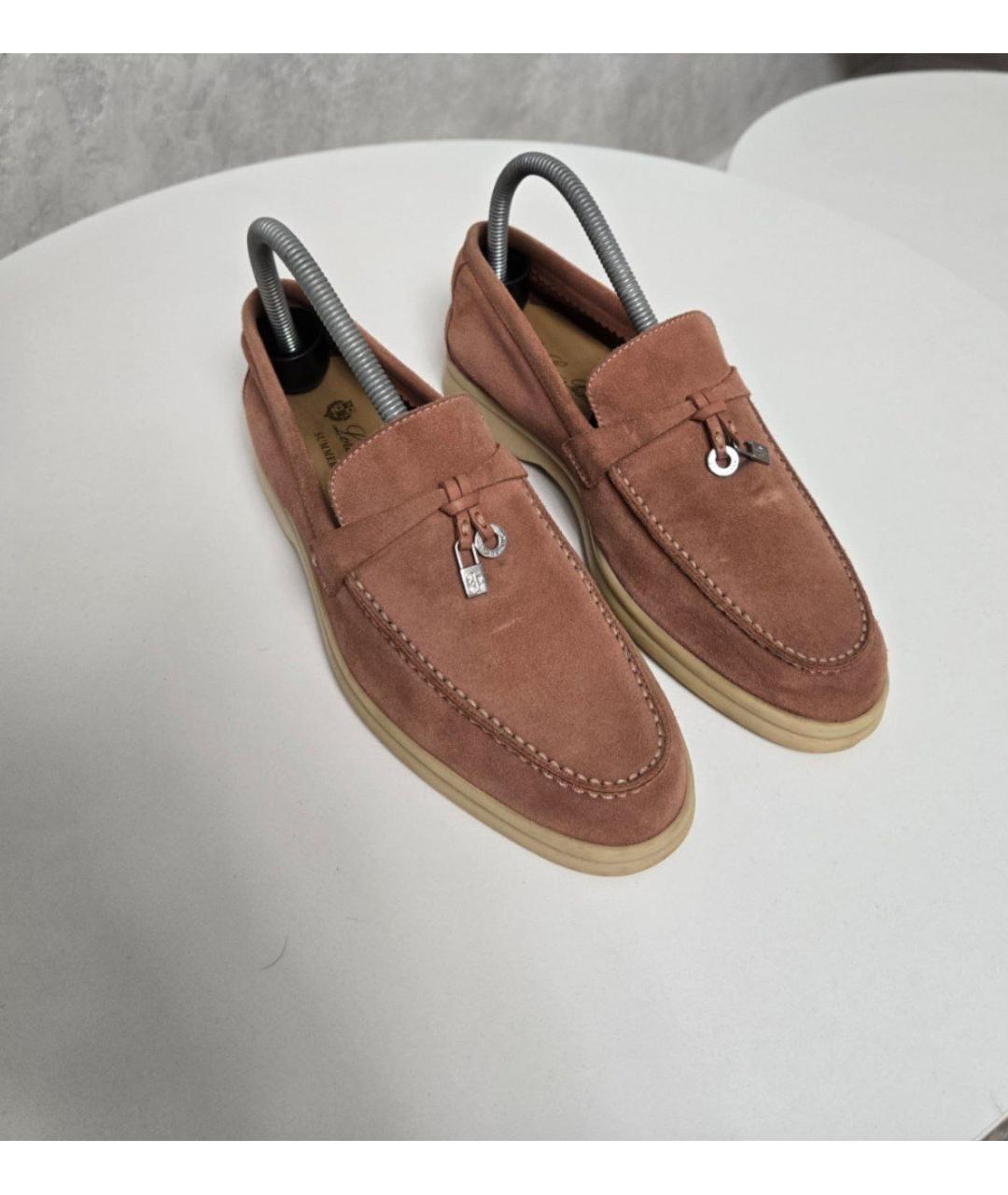 LORO PIANA Оранжевое замшевые лоферы, фото 4