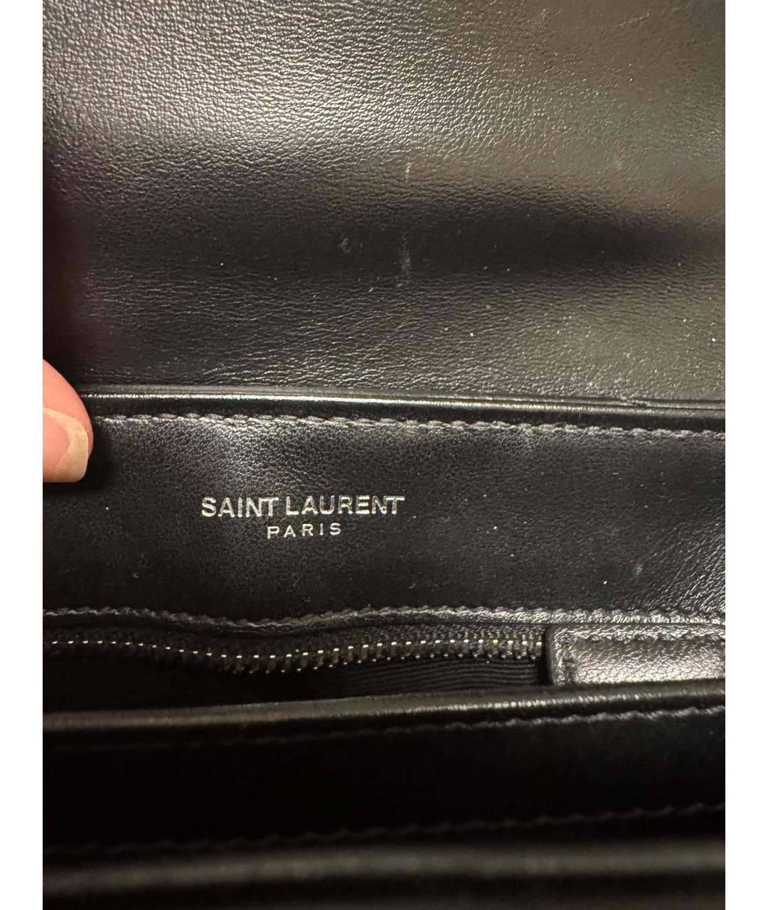 SAINT LAURENT Черная кожаная сумка через плечо, фото 8