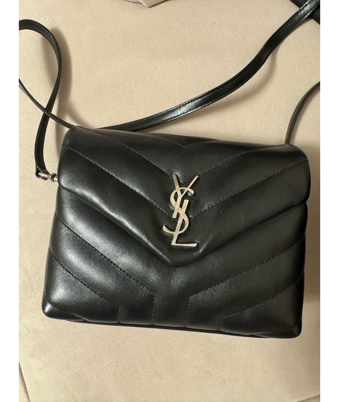 SAINT LAURENT Черная кожаная сумка через плечо, фото 2