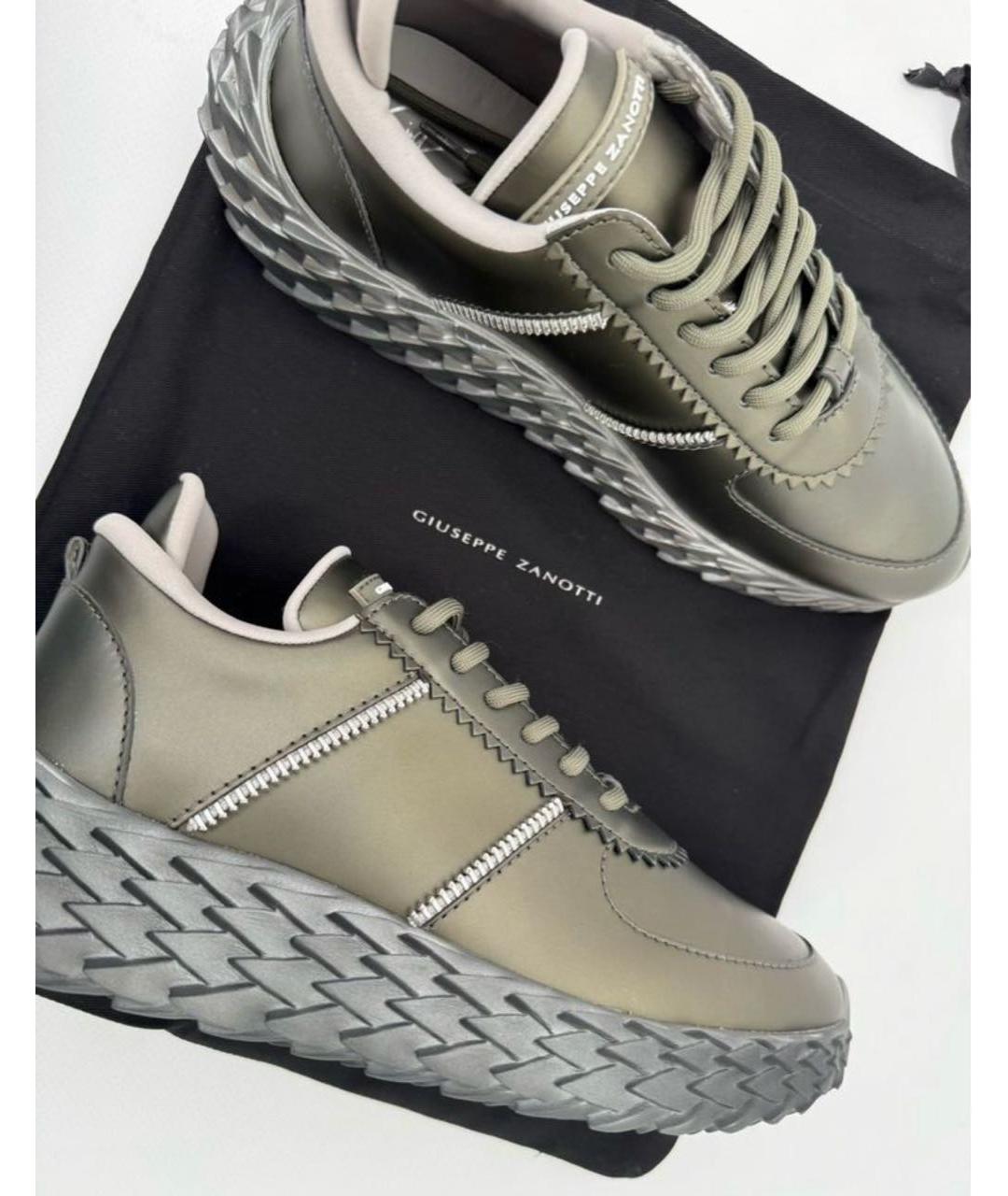 GIUSEPPE ZANOTTI DESIGN Хаки кожаные кроссовки, фото 5