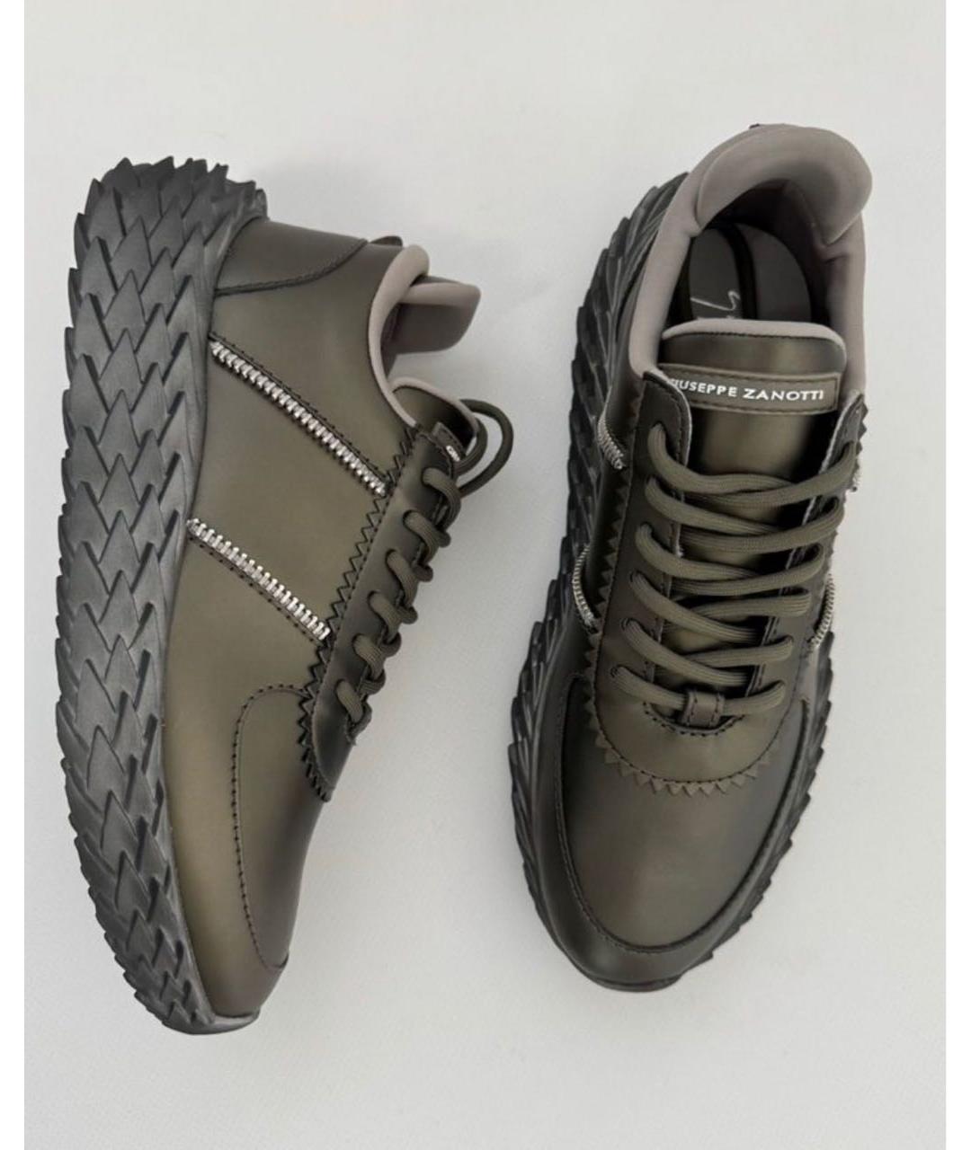 GIUSEPPE ZANOTTI DESIGN Хаки кожаные кроссовки, фото 6